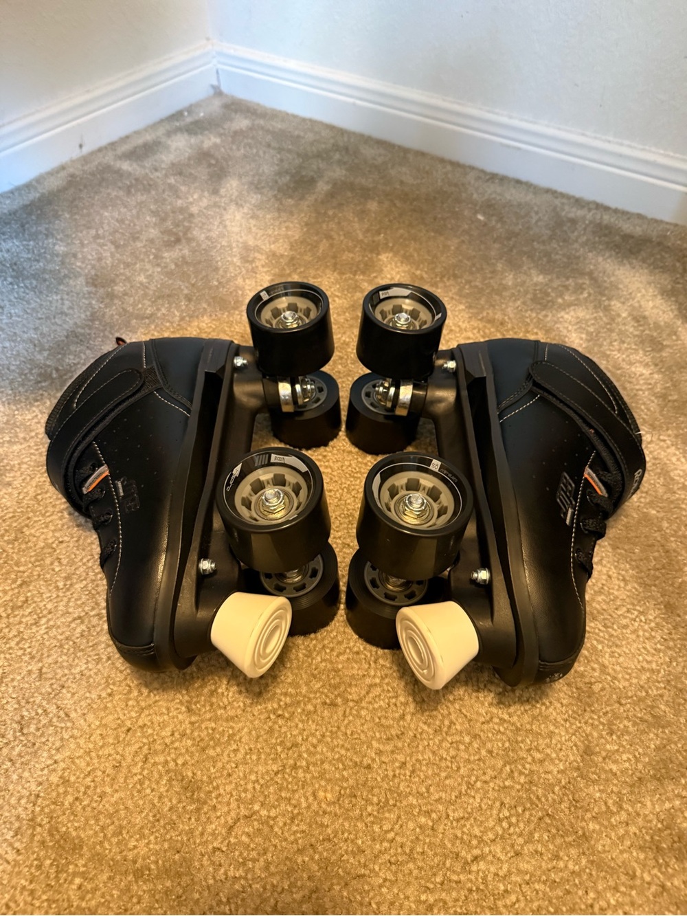 Kids Black Roller Skate Sneakers with Cream Toe Stop